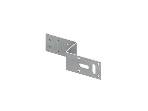 Halter aus verzinktem Stahl, gewinkelt, mit mehreren Montagelöchern. Geeignet für verschiedene Anwendungen, erkennbar als TECE-Produkt.